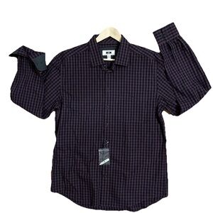 Joseph Abboud Plum/Black Checked Men’s XTL Shirt. 100% Cotton.
